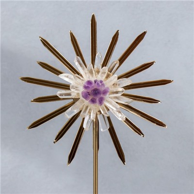 Сувенир интерьерный стекло, кварц "Солнечный цветок из горного хрусталя" 42х8х20 см