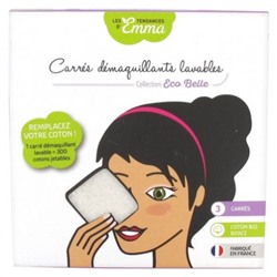 Les Tendances d Emma Collection Eco Belle Carr?s D?maquillants Lavables 3 Carr?s Coton Bio Biface