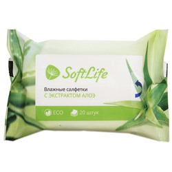 SoftLife салфетки влажные с экстрактом алоэ 20 шт.