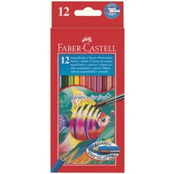 Акварельные карандаши Рыбки , набор цветов, в картонной коробке, 12 шт + 1 кисточка