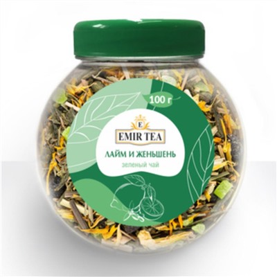 Чай Emir tea Зеленый лайм и женьшень 100гр