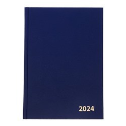 Ежедневник датированный 2024 года А5 168 листов, бумвинил, Синий