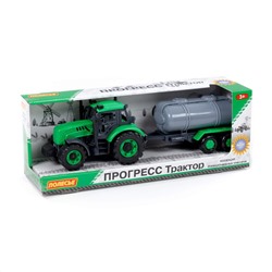 323024 Полесье Трактор "Прогресс" с прицепом-цистерной инерционный (зелёный) (в коробке)