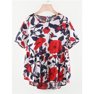 Модная блуза с цветочным принтом