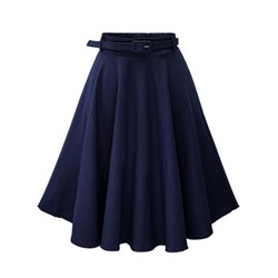 Тёмно-синяя джинсовая миди юбка с поясом