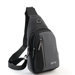 Мужская сумка слинг с USB 6111 Блек/Грей