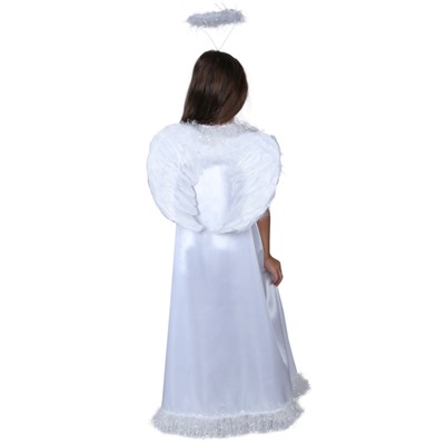 Карнавальный костюм "Белый ангел", нимб, платье, крылья, р-р 28, рост 98-104 см