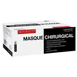 Orgakiddy Masque Noir Chirurgical Facial M?dical Haute Filtration EFB 98% 50 Masques