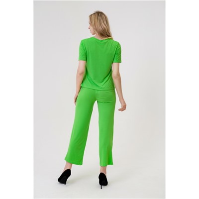 Костюм женский из футболки и брюк из вискозы Леопард неон зеленый