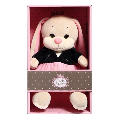 Мягкая игрушка «Зайка Лин», в чёрной куртке и розовой юбке», 20 см
