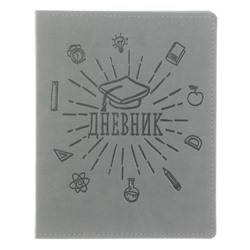 Премиум-дневник универсальный, для 1-11 класса Vivella "Школа", обложка искусственная кожа, серый