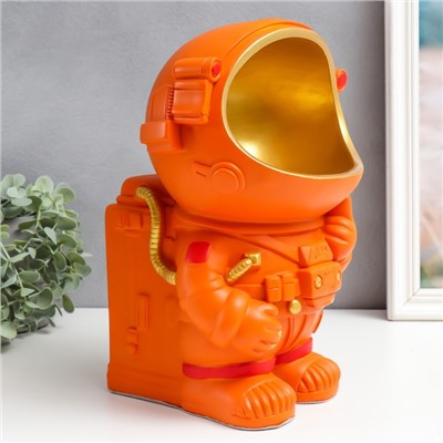 Сувенир полистоун салфетница+подставка "Космонавт" оранж 29х19х19 см