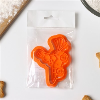 Форма для печенья «Зайка едет на морковке», вырубка, штамп, цвет оранжевый