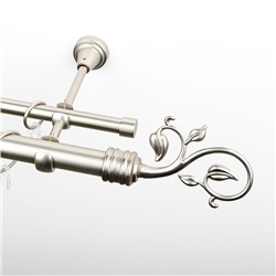 Карниз металлический стыкованный, 2-рядный "Флора", хром матовый, гладкая труба, ø 25 мм (kn-514)
