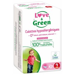 Love and Green Culottes Hypoallerg?niques 20 Culottes Taille 4 (8-15 kg)
