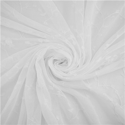 Штора Тюль с вышивкой "Цветок" белый 150*275