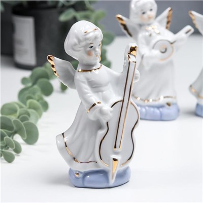 Сувенир керамика "Ангелы в белых тогах - музыканты" набор 6 шт с золотом 12,5 см