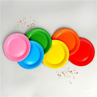 Набор бумажных тарелок «Разноцвет», 18 см, 6 шт.