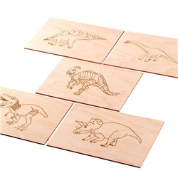 Набор 5 досок для выжигания с рисунком «Динозавры», 15 × 21 см