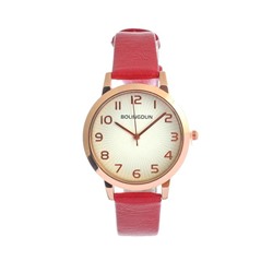 Часы наручные кварцевые женские "Бернини", d-3.6 см, красный микс