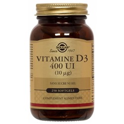 Solgar Vitamine D3 400 UI (10mcg) 250 G?lules