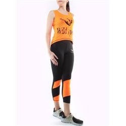 1166 ORANGE/BLACK Спортивный костюм для фитнеса женский (90% вискоза, 10% лайкра)