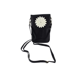 Чёрная маленькая сумка с цветочным принтом
