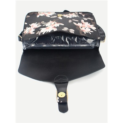 Модная сумка с цветочным принтом с пряжкой