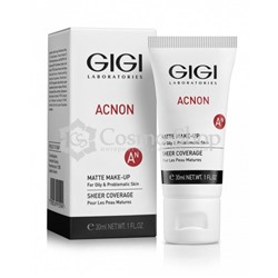GiGi Acnon Matte Foundation Make Up / Sheer Coverage 30ml / Крем-тон матирующий для проблемной и жирной кожи 30мл