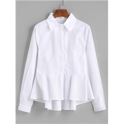 Белая асимметричная блуза с баской