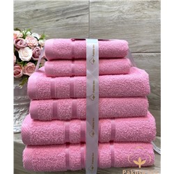 Комплект махровых полотенец розовый (упаковка 6шт)