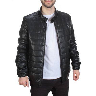 A163 BLACK Куртка из эко-кожи мужская (50 гр. синтепон)
