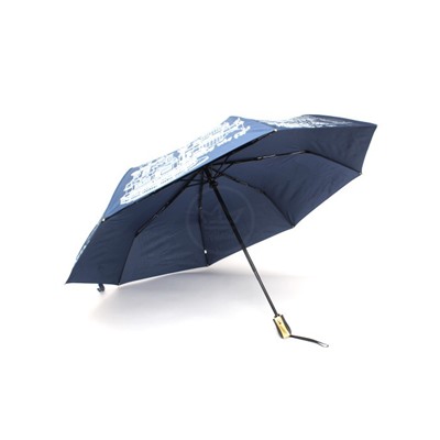 Зонт женский ТриСлона-L 3897D R=58см,  суперавт;  8спиц,  3слож,   набивной "Эпонж",  тефлон,  синий  (Санкт-Петербург)  260772