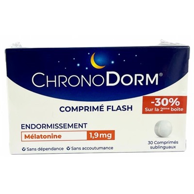 Laboratoires IPRAD ChronoDorm M?latonine 1,9 mg Lot de 2 x 30 Comprim?s Sublinguaux