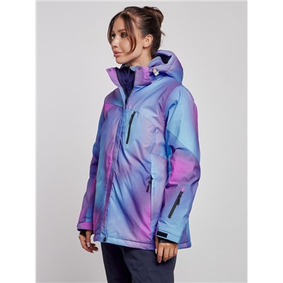 Горнолыжная куртка женская зимняя большого размера фиолетового цвета 3936F