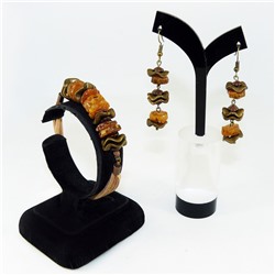 Комплект из дикого янтаря - браслет 18 см и серьги 6 см - для ОПТовиков