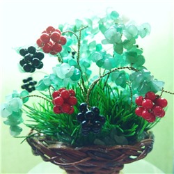 Букет ежевика в корзинке - исполнение желаний - из авантюрина, агата, коралла - цветы из камня  - для ОПТовиков