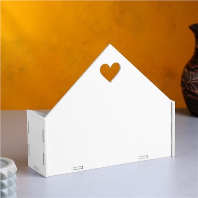 Кашпо деревянное 21×6×18 см Конверт "Доброе Сердце", белый Дарим Красиво