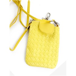 Жёлтый PU кожаный плетеный мешок муфты