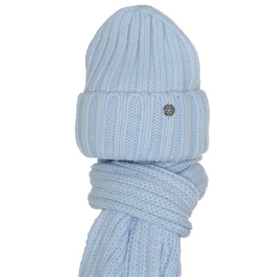 Шапка+шарф молодежный двухслойный Grandcaps (GC-DZ2) светло-голубой