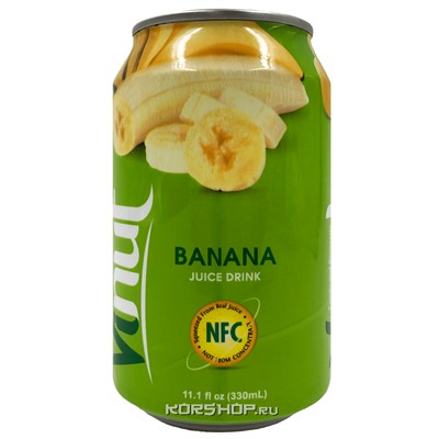 Безалкогольный сокосодержащий напиток со вкусом банана Vinut, Вьетнам, 330 мл