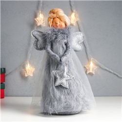 Кукла интерьерная "Ангелочек в сером платье со звёздочкой" пух 37,5х11,5х18 см