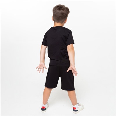 Комплект для мальчика (футболка, шорты), цвет чёрный МИКС, рост 146-152 см