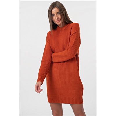 Платье вязаное короткое из шерсти оранжевое