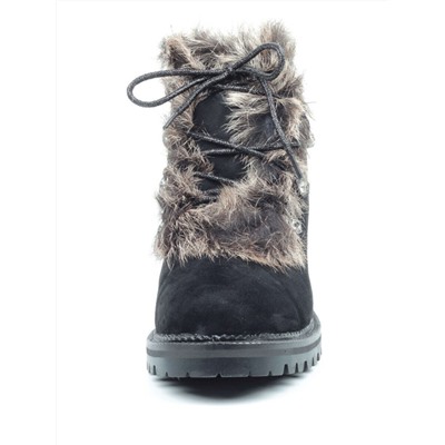 04-AH25-2 BLACK Ботинки зимние женские (натуральная замша, натуральный мех)