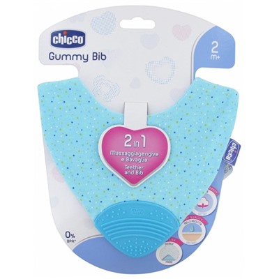 Chicco Gummy Bib 2en1 Bavoir de Dentition 2 Mois et +