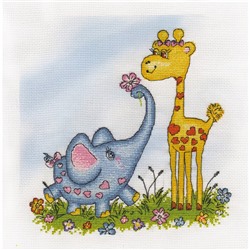 Набор для вышивания «Жираф и слоник» 21,5 × 21,5 см