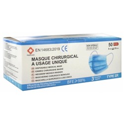 Healthcare Masque Chirurgical ? Usage Unique Type IIR EFB 98% 50 Masques