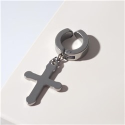 Моно-серьга «Крест» с остриём, цвет серебро