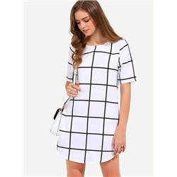 Бело-чёрное клетчатое платье